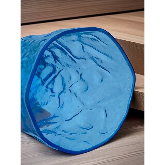 Morgantown Seneca Peacock Blue Driftwood  6-Set Tumbler Glasses Crinkle 12 oz - Picture 5 of 16